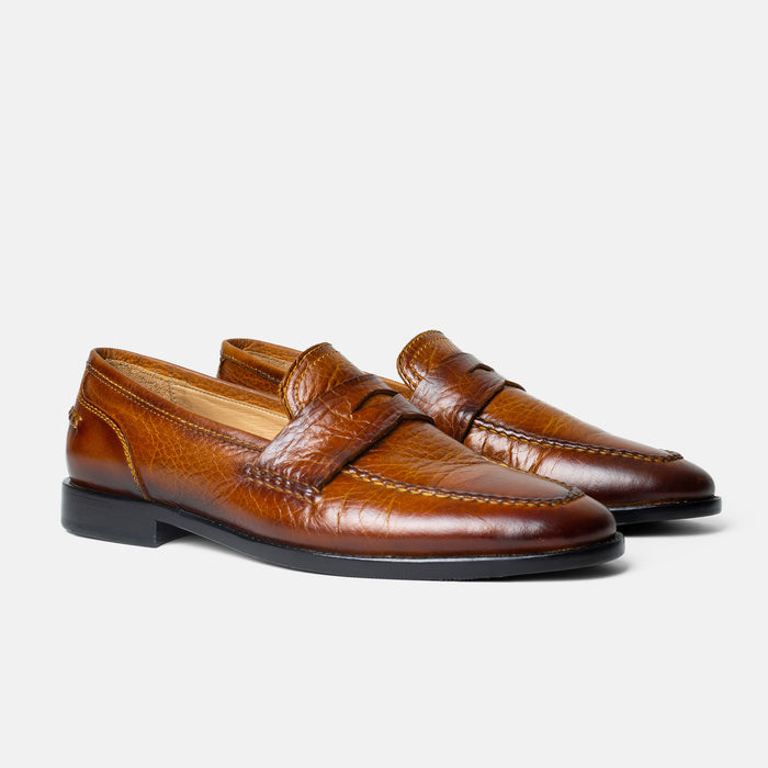 TENANGO penny loafer miel vista trasera suela cuero flexible
