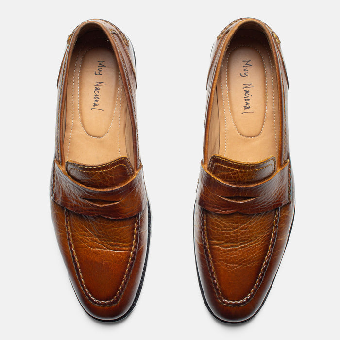 TENANGO mocasín penny loafer miel vista superior forro vegetal