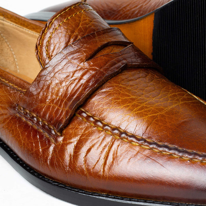TENANGO penny loafer miel detalle bordado artesanal esencia Muy Nacional