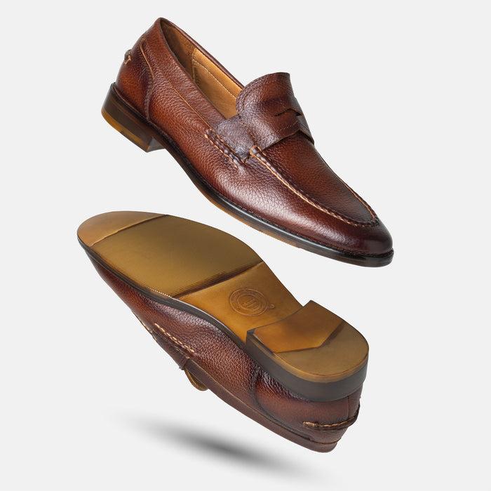 TENANGO penny loafer marrón detalle construcción artesanal México