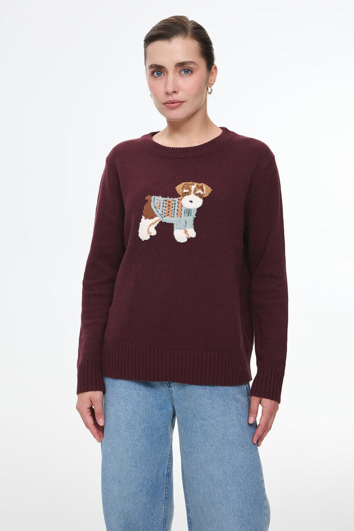 Terrier crewneck sweater, Burgundy