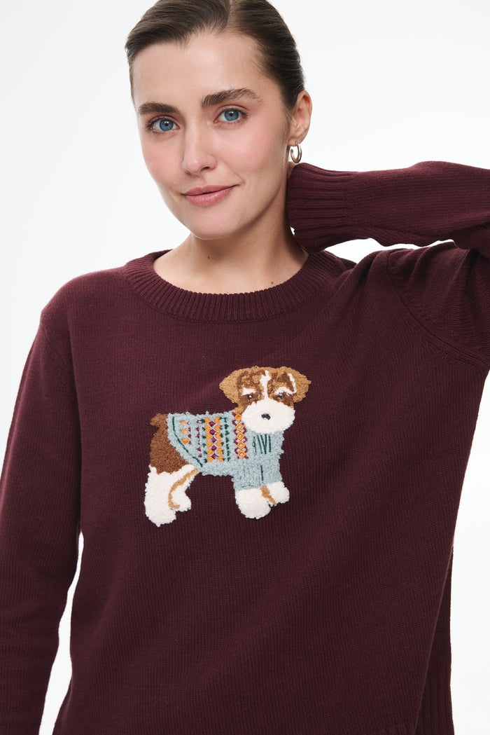Terrier crewneck sweater, Burgundy
