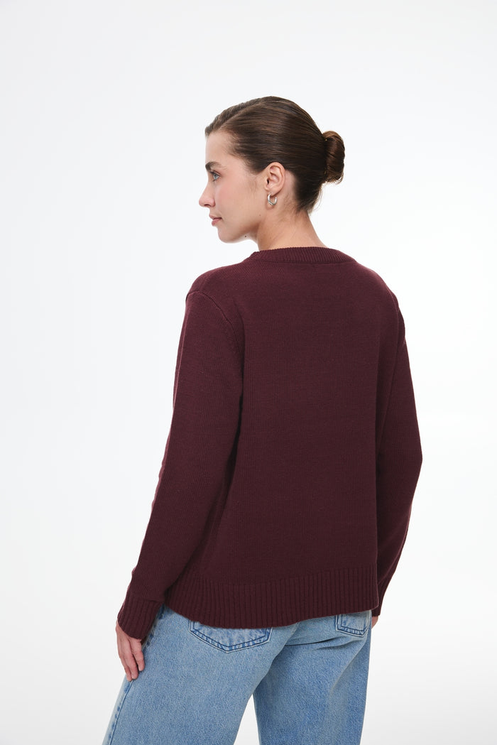 Terrier crewneck sweater, Burgundy
