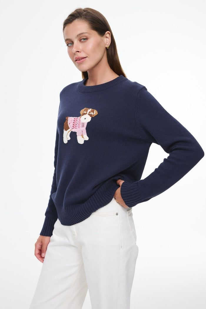 Terrier crewneck sweater, Navy