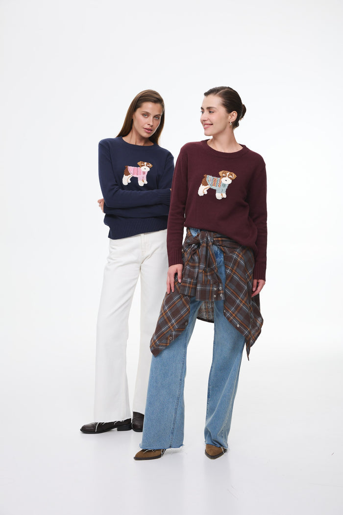 Terrier crewneck sweater, Navy