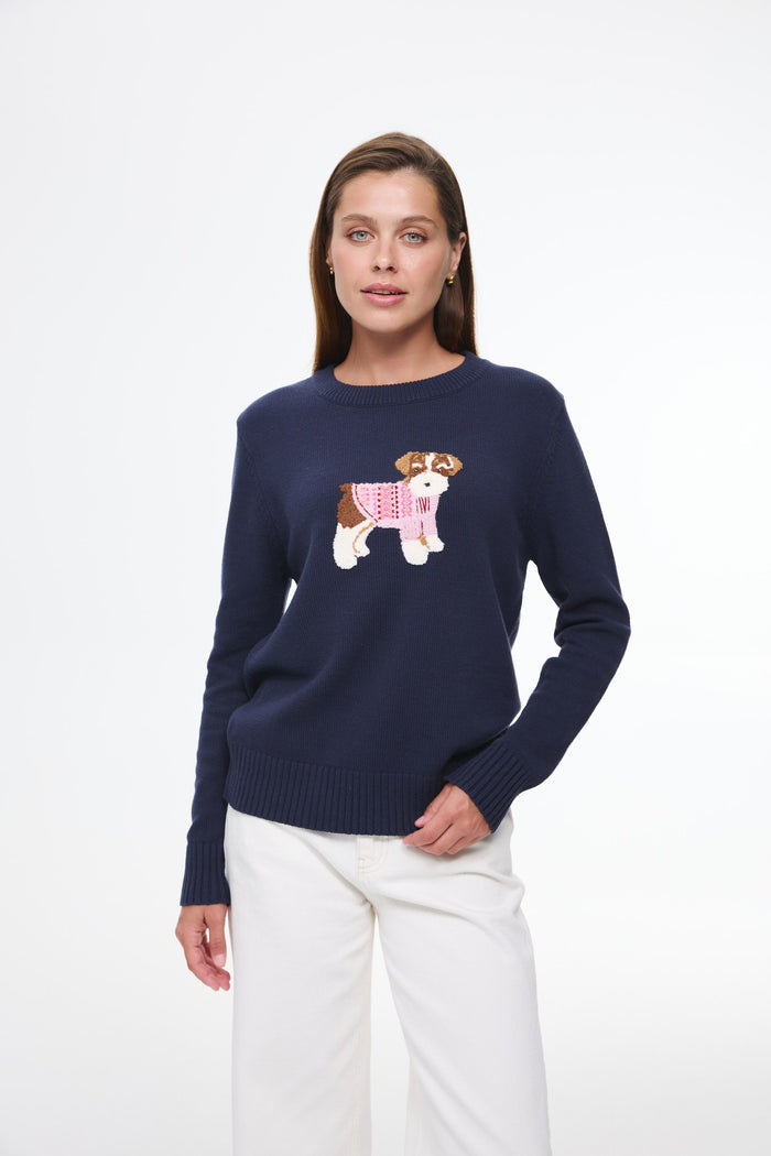 Terrier crewneck sweater, Navy