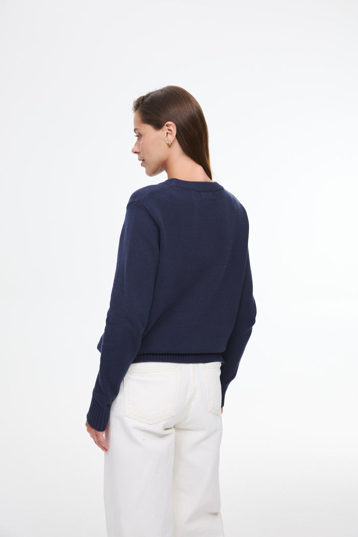 Terrier crewneck sweater, Navy