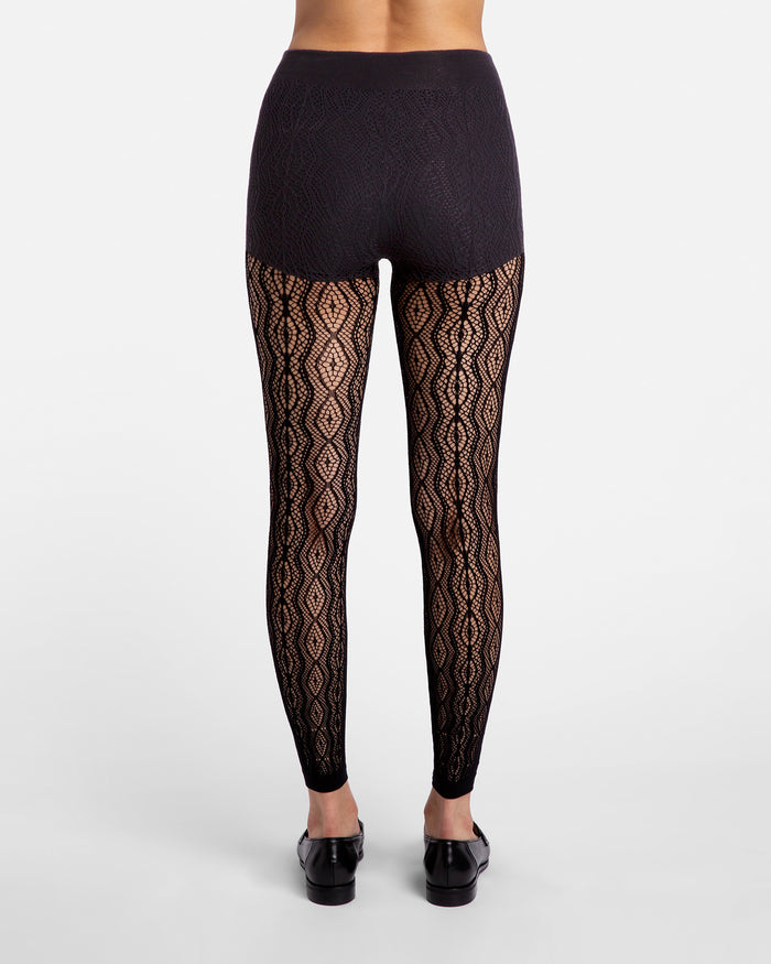 Hedoine black lace leggings for women high waisted sexy saucy womens leggings