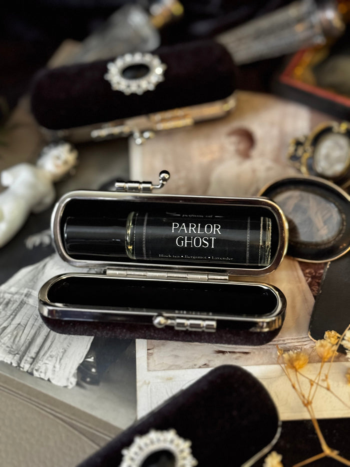 The Mourning Compact - perfume carry case.