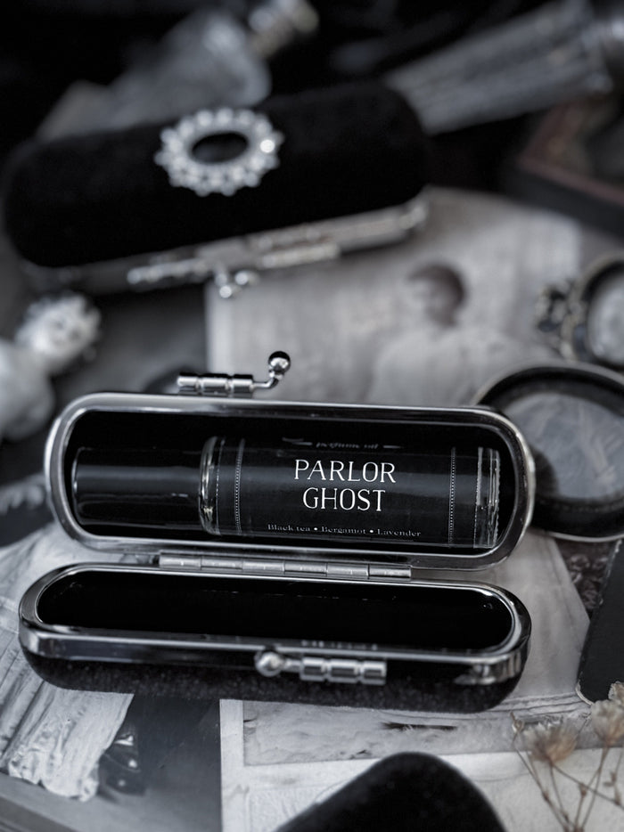 The Mourning Compact - perfume carry case.