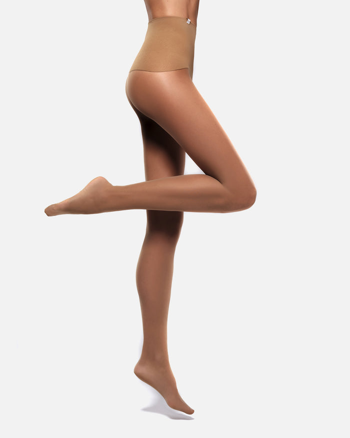 Hedoine nude tone-matching womens seamless high waisted shaping tights ladder-resist pantyhose for women