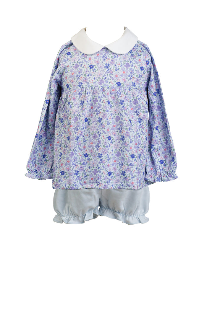 The Proper Peony - L/S Pima Bloomer Set - Iris Garden