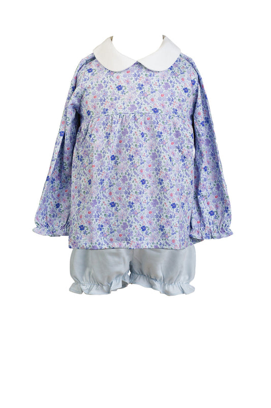 The Proper Peony - L/S Pima Bloomer Set - Iris Garden