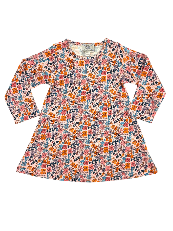 The Proper Peony - L/S Pima Dress - Pansy