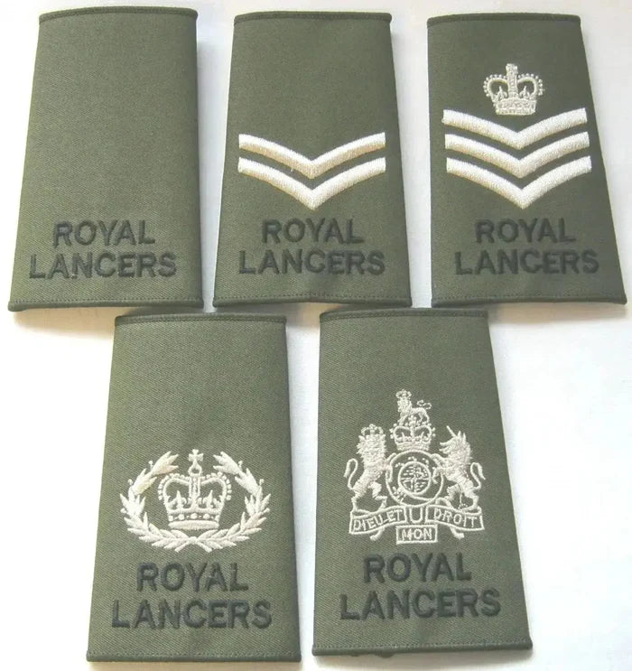 The Royal Lancers Olive Green Rank Slides (Pair) - John Bull Clothing  from  John Bull Clothing