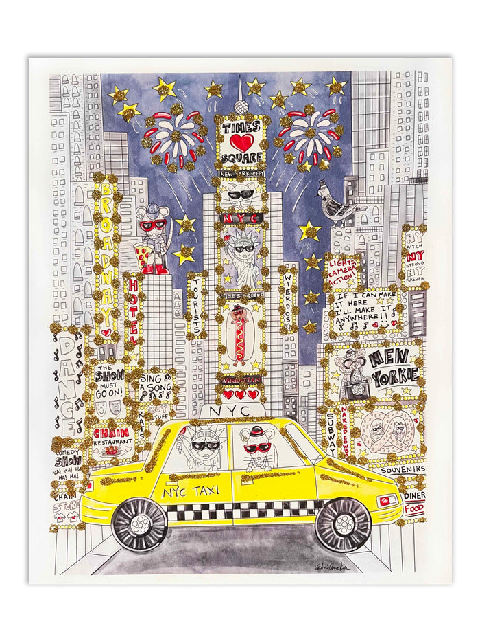 Times Square Glitter Art Print