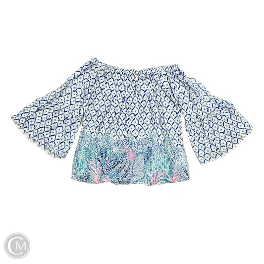 Top 3/4 Sleeve Designer By Lilly Pulitzer In Blue & White, Size: Xxs