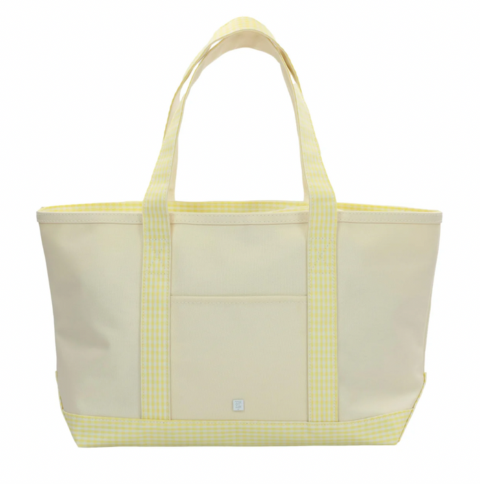 TRVL - Medium Tote - Canvas with Gingham Buttercup Trim