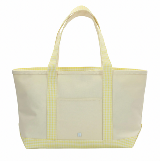 TRVL - Medium Tote - Canvas with Gingham Buttercup Trim
