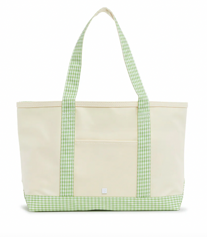 TRVL - Medium Tote - Canvas with Gingham Leaf Trim