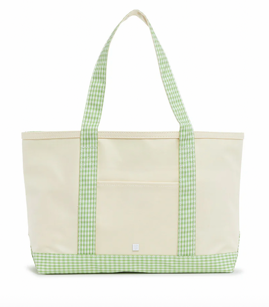 TRVL - Medium Tote - Canvas with Gingham Leaf Trim
