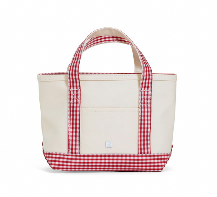 TRVL - Mini Tote - Canvas with Gingham Red Trim