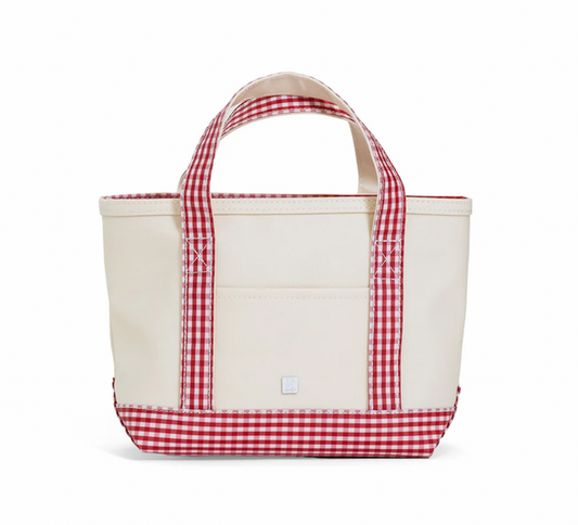 TRVL - Mini Tote - Canvas with Gingham Red Trim