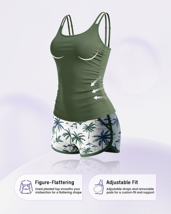 Tummy Control Ruched Tankini Set