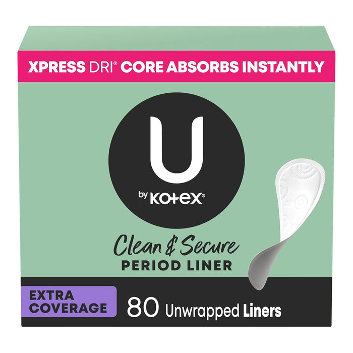 U by Kotex Clean & Secure Panty Liners Light Absorbency Extra Coverage - 80 Ct - 4 Pack