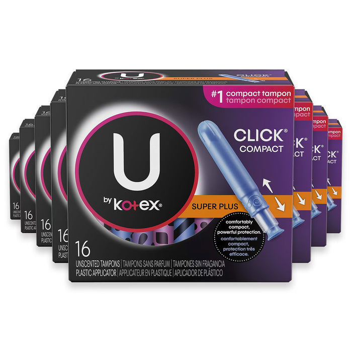 U by Kotex Click Compact Tampons Super Plus Unscented - 16 Ct - 8 Pack