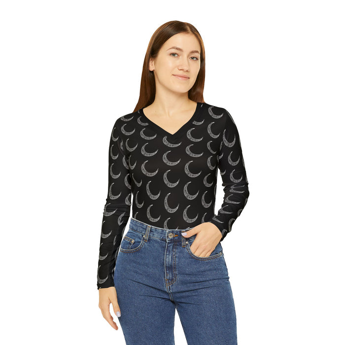 Victorian Crescent Moon Long Sleeve T-Shirt (Womens Cut)