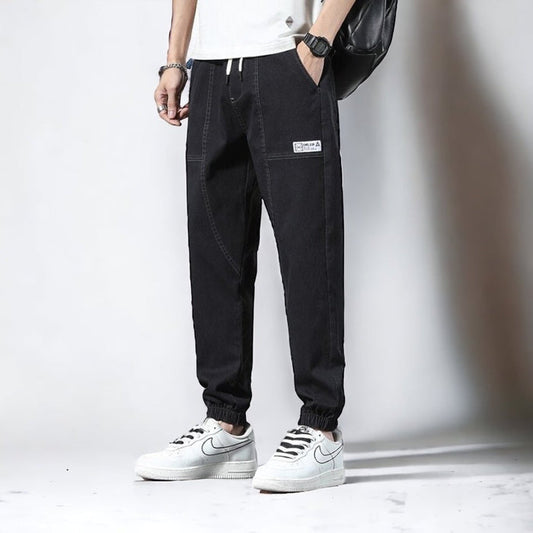 Vinny Denim Joggers - AntoniosClothing - Black