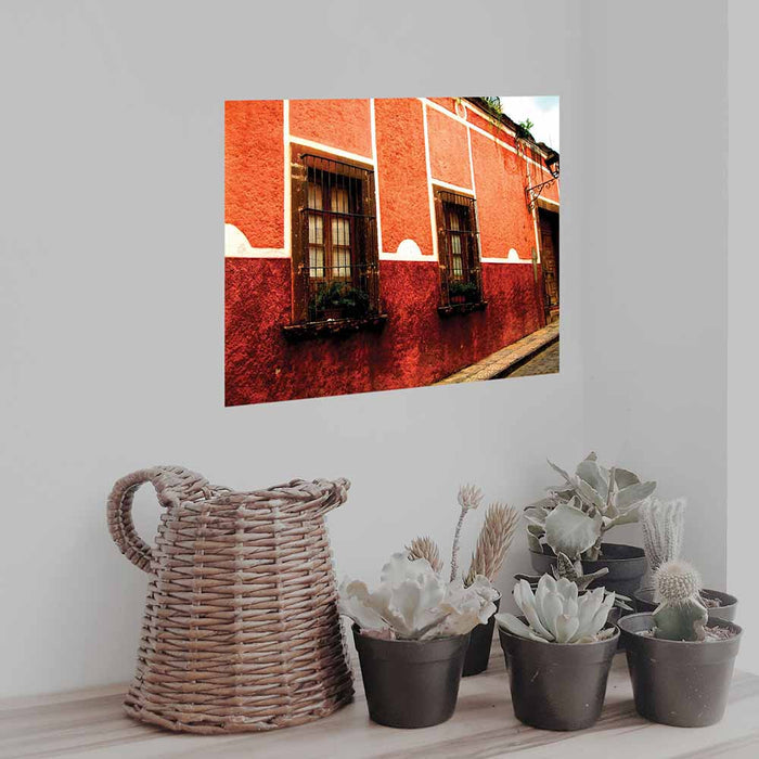 18x24 inch Mexican Architecture Poster Displayed Above Plants