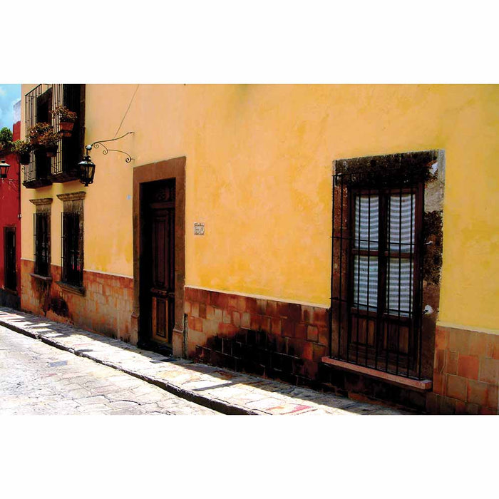 Mexican street and yellow home architecture gloss poster printed | Wallhogs