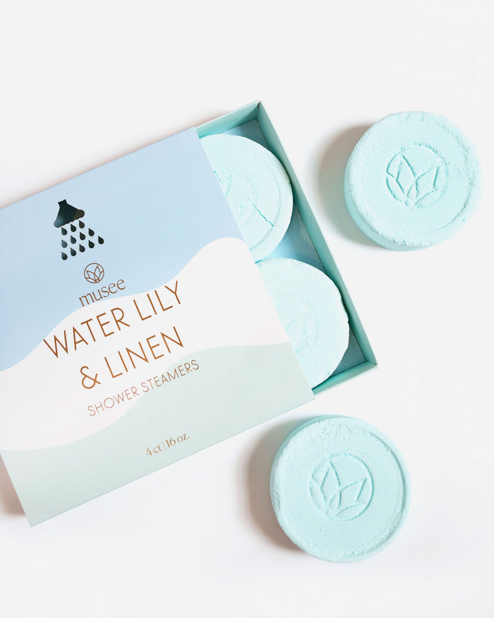 water lily and linen shower steamers