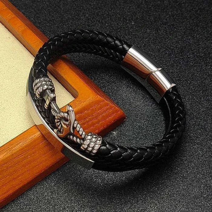Weave triple leather bracelet - AntoniosClothing - Brown