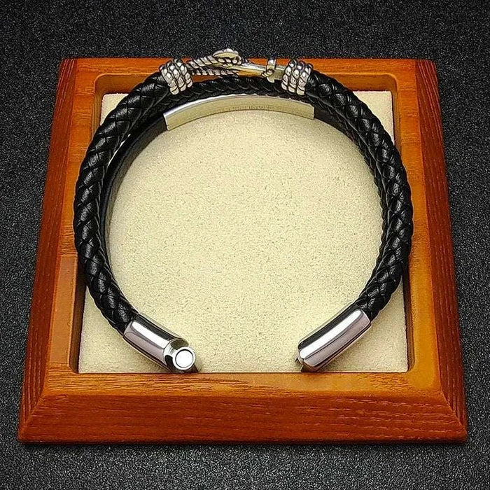 Weave triple leather bracelet - AntoniosClothing - Brown