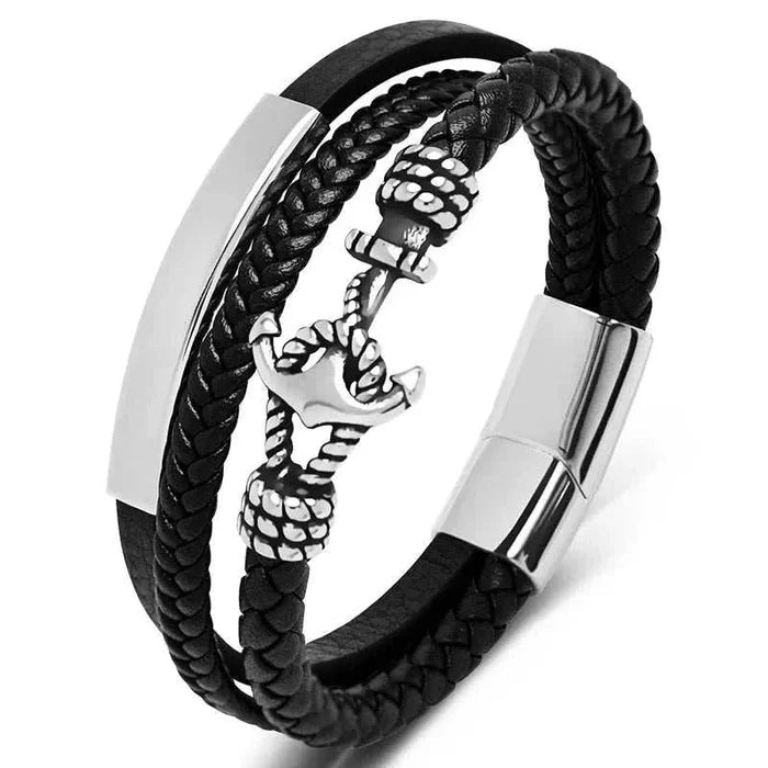 Weave triple leather bracelet - AntoniosClothing - Green