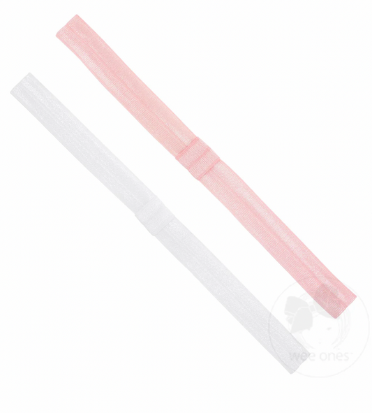 Wee Ones Bows - Add-A-Bow Elastic Bands - White + Light Pink Duo