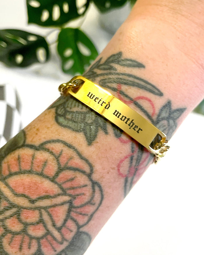 Weird Mother Silver Plated ID bracelet 8 inches