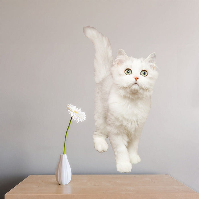 36 inch White Cat Die-Cut Decal Installed Above Table