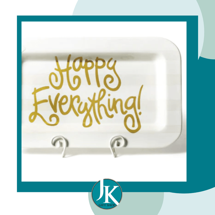 White Stripe Mini Happy Everything Rectangle Platter