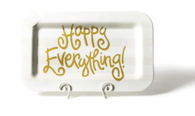 White Stripe Mini Happy Everything Rectangle Platter