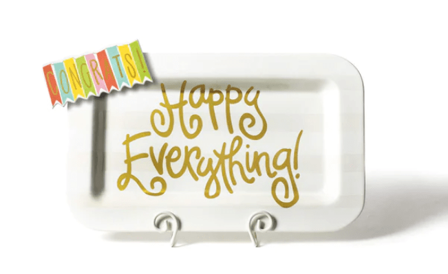 White Stripe Mini Happy Everything Rectangle Platter