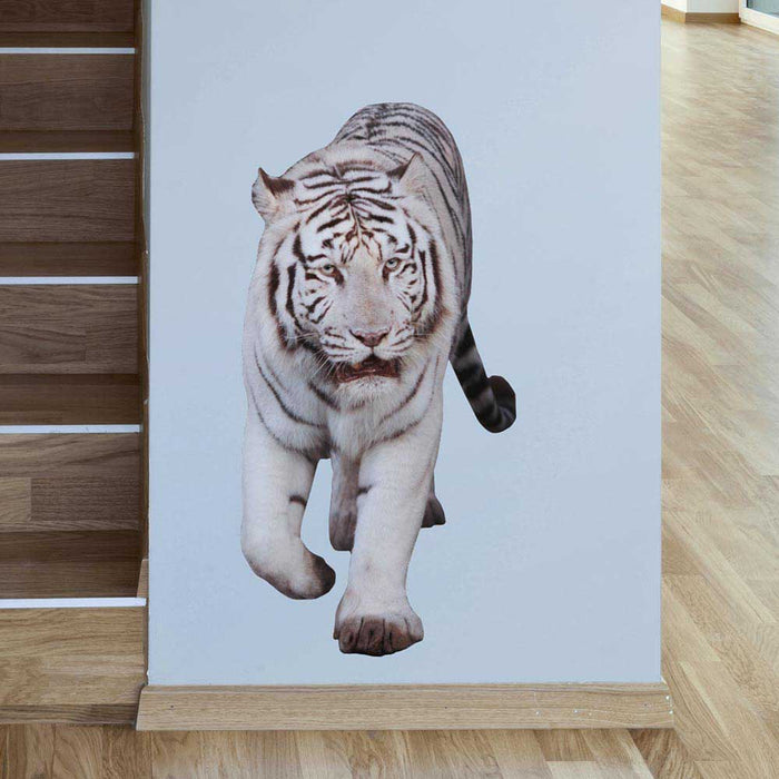 36 inch White Tiger Die-Cut Decal Installed on Wall