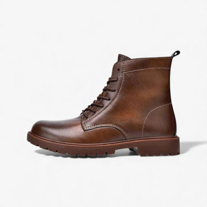 Winter retro genuine leather boots - AntoniosClothing - Black