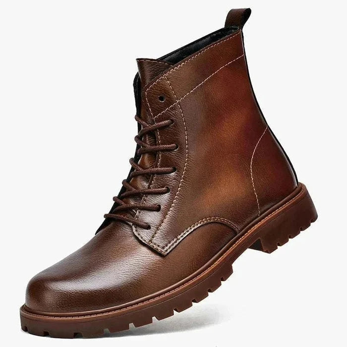 Winter retro genuine leather boots - AntoniosClothing - Black