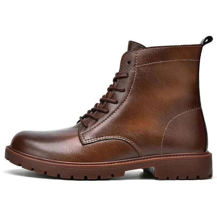 Winter retro genuine leather boots - AntoniosClothing - Black