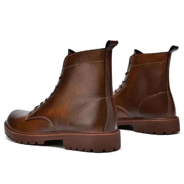 Winter retro genuine leather boots - AntoniosClothing - Black