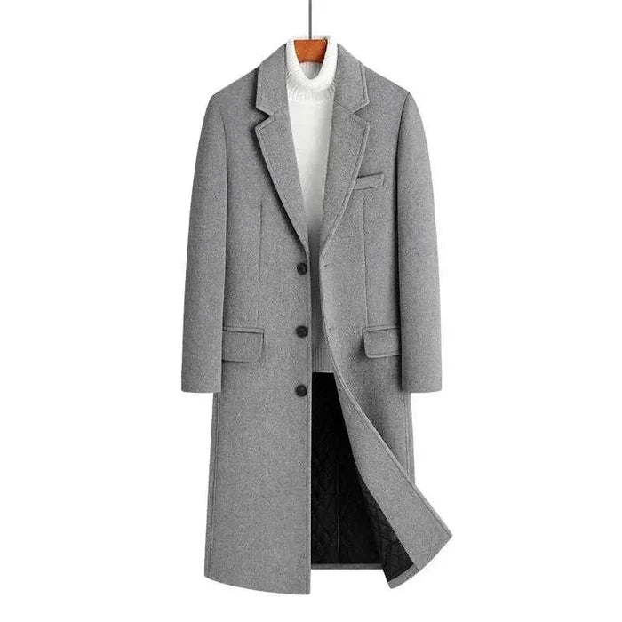 Wool elegant long coat - AntoniosClothing - Black